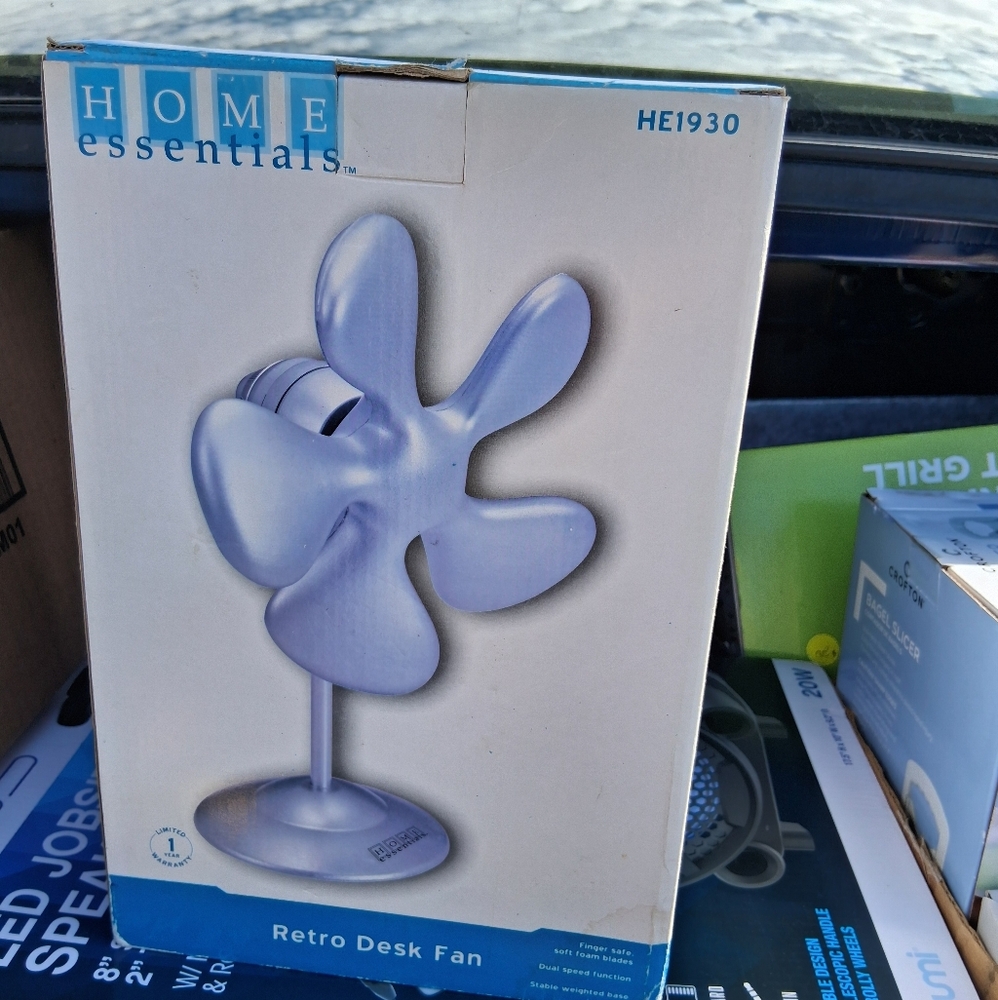 Home Essentials Modern Silver Desk Fan